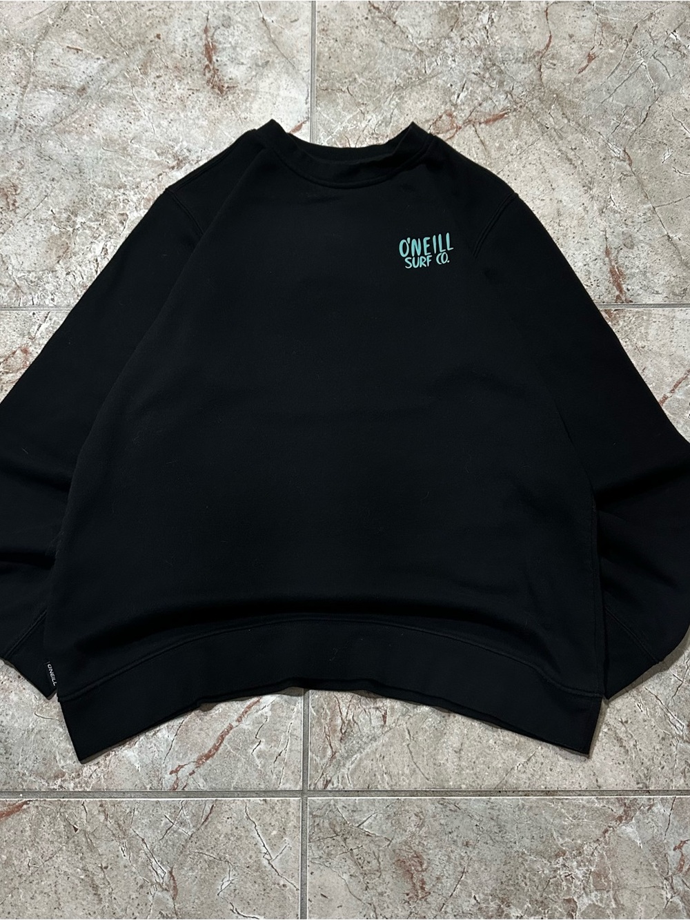 O'Neill Black Crewneck Sweatshirt with Teal Logo